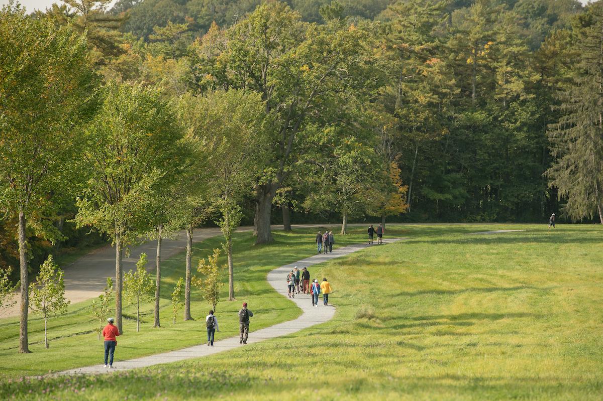 Walkers on the Farm Store trail